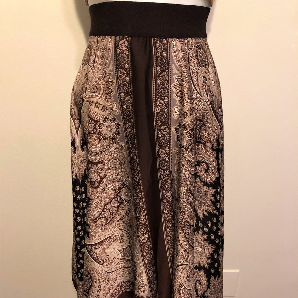 Metro Wear Boho High Low Brown Paisley Skirt